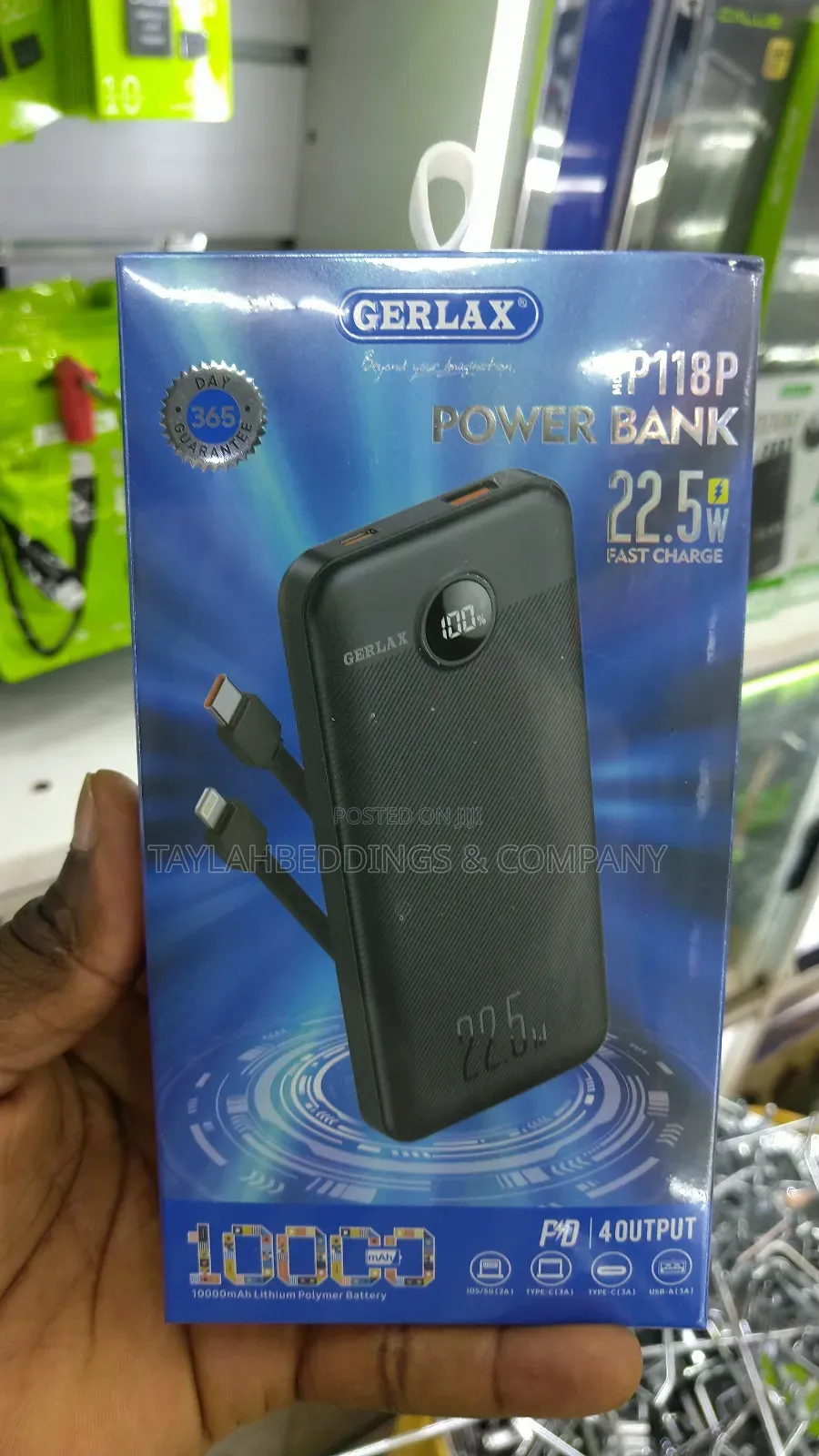 10000mah Heavy Duty Commercial Power Bank 22.5w Quick Charge Outputs