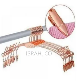 Set Of 5 Rose Gold Metal Hangers With Clips