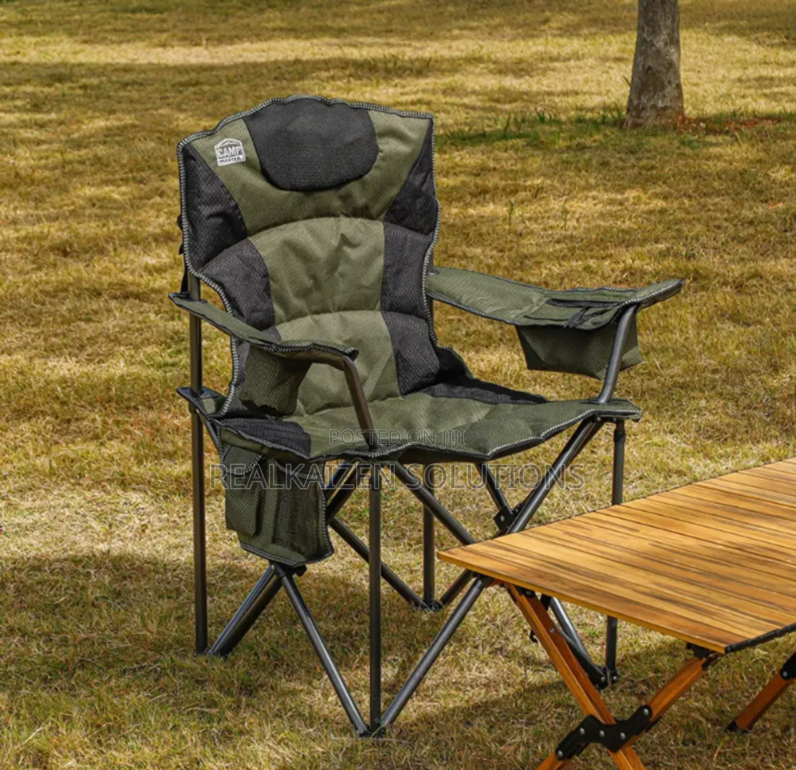 Campmaster Expedition Deluxe Camping Chair With Side Pocket 200kg