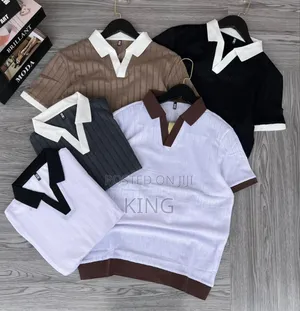 Men's Textured Cotton Blend Casual Polo T-Shirts