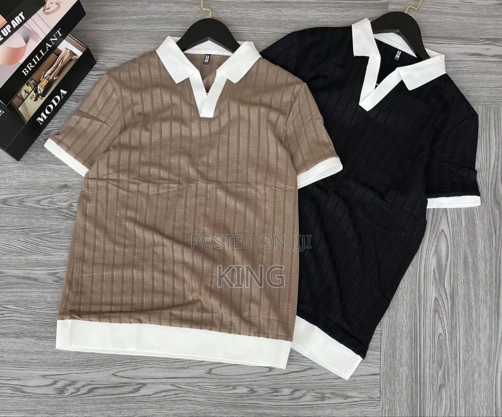 Men's Textured Cotton Blend Casual Polo T-Shirts