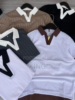 Men's Textured Cotton Blend Casual Polo T-Shirts