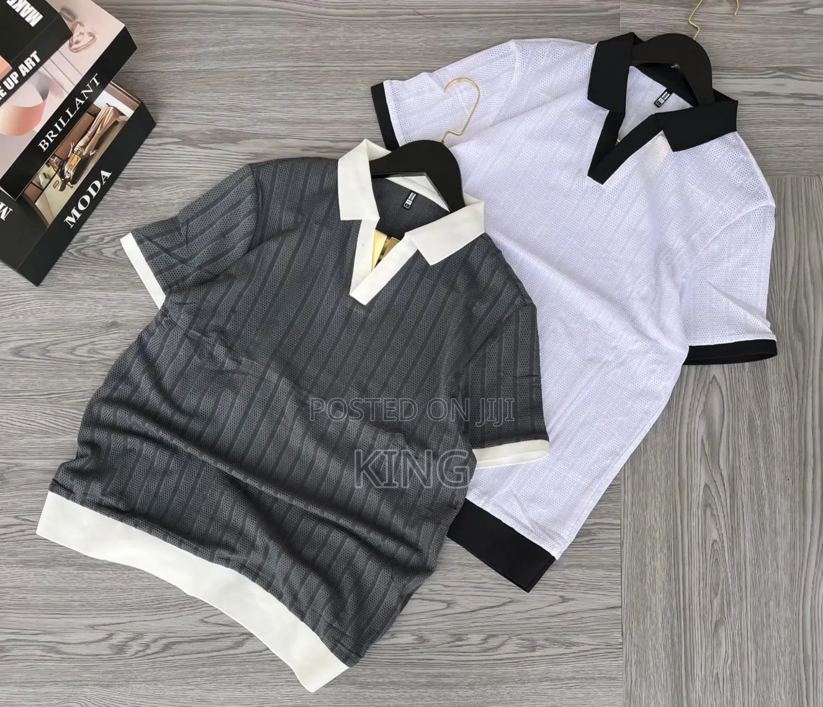 Men's Textured Cotton Blend Casual Polo T-Shirts