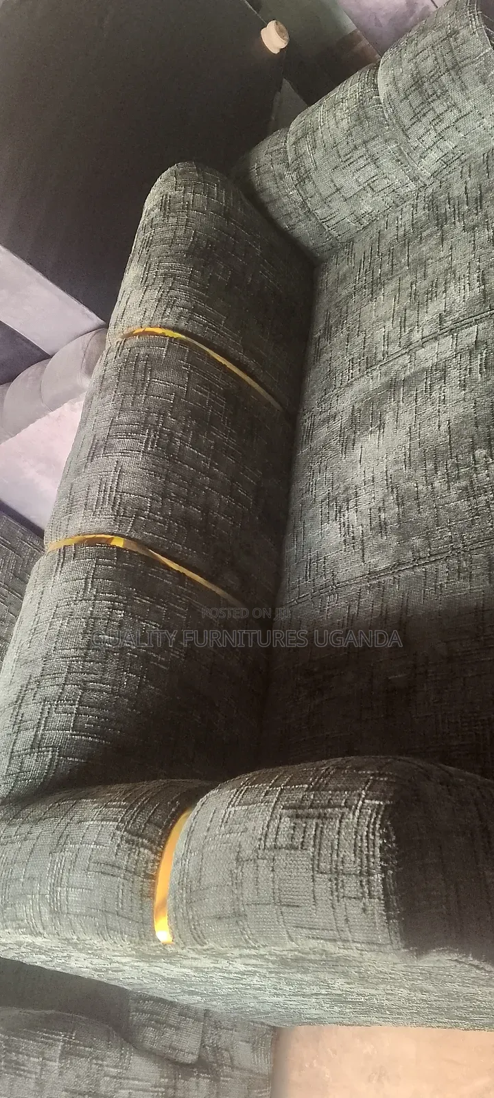 Golden Strips 3 Seater/ Green Sofa