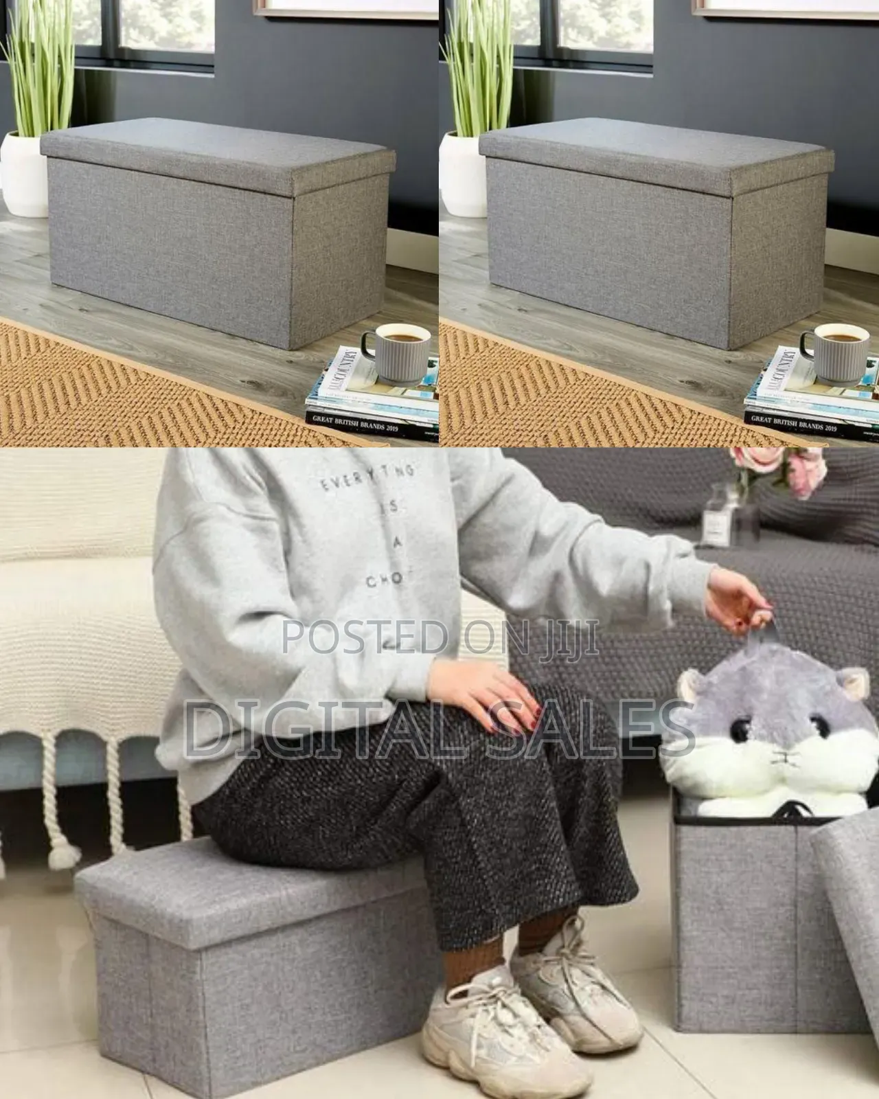Versatile Fabric Storage Ottoman And Seating Bench