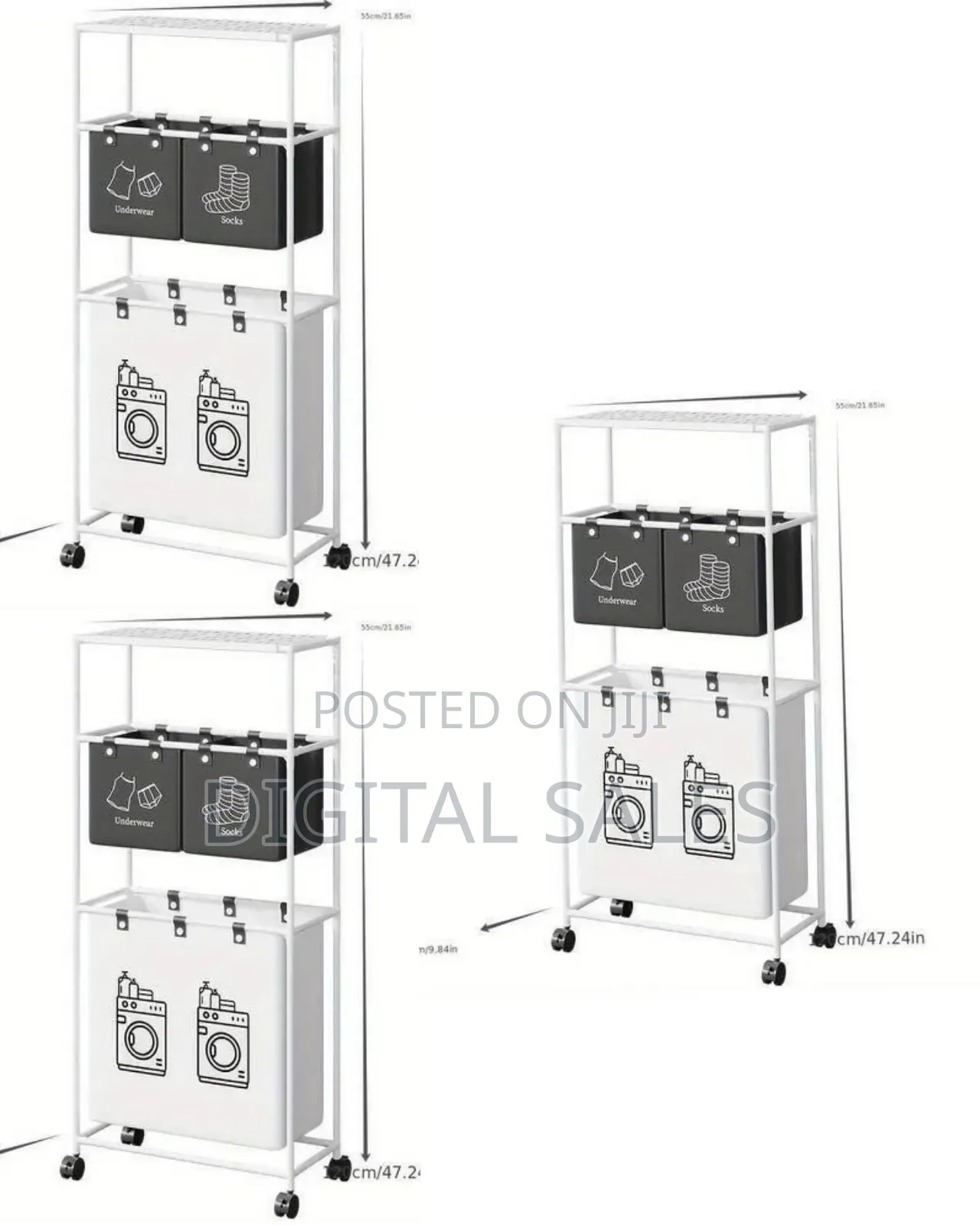 Rolling Multi-Tier Laundry Sorter and Storage Cart