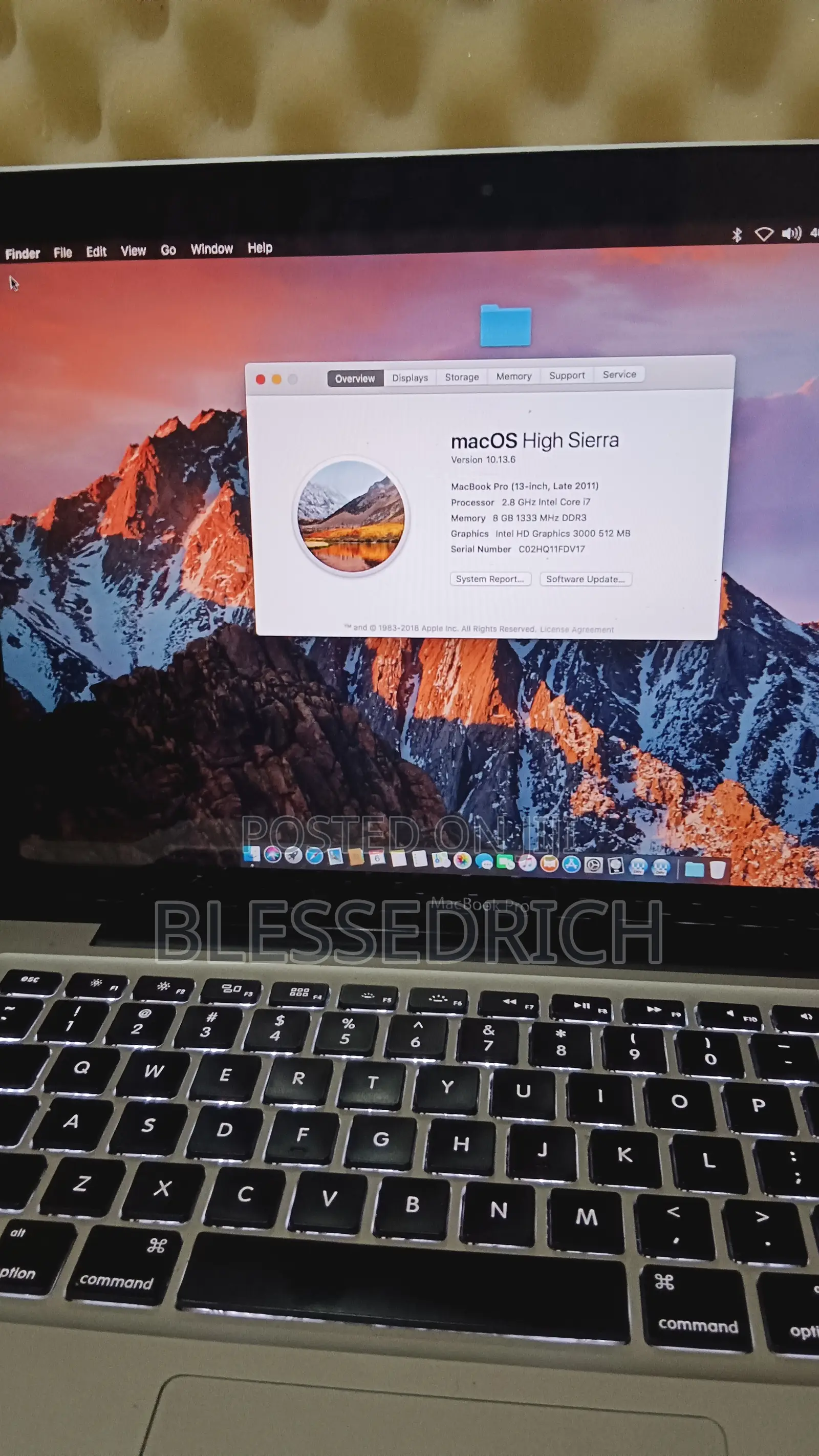 Laptop Apple MacBook Pro 8GB Intel Core i7 HDD 500GB
