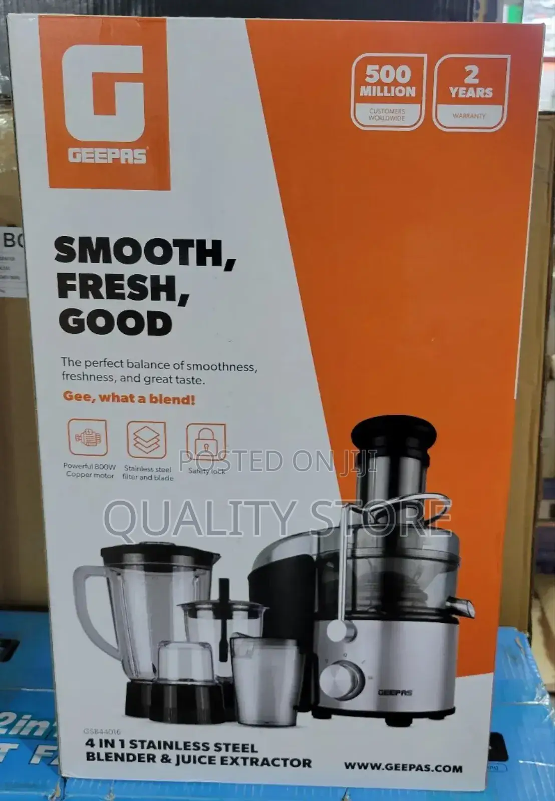 Geepas 4 In1 Stainless Steel Blender/Juice Extractor Gsb44016