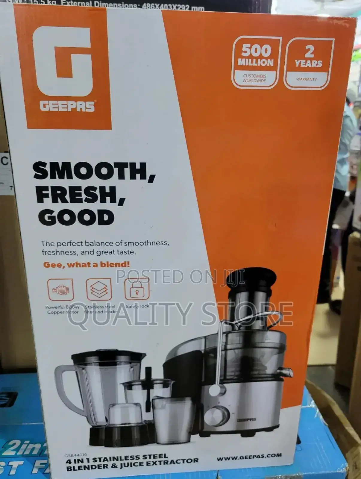 Geepas 4 In1 Stainless Steel Blender/Juice Extractor Gsb44016