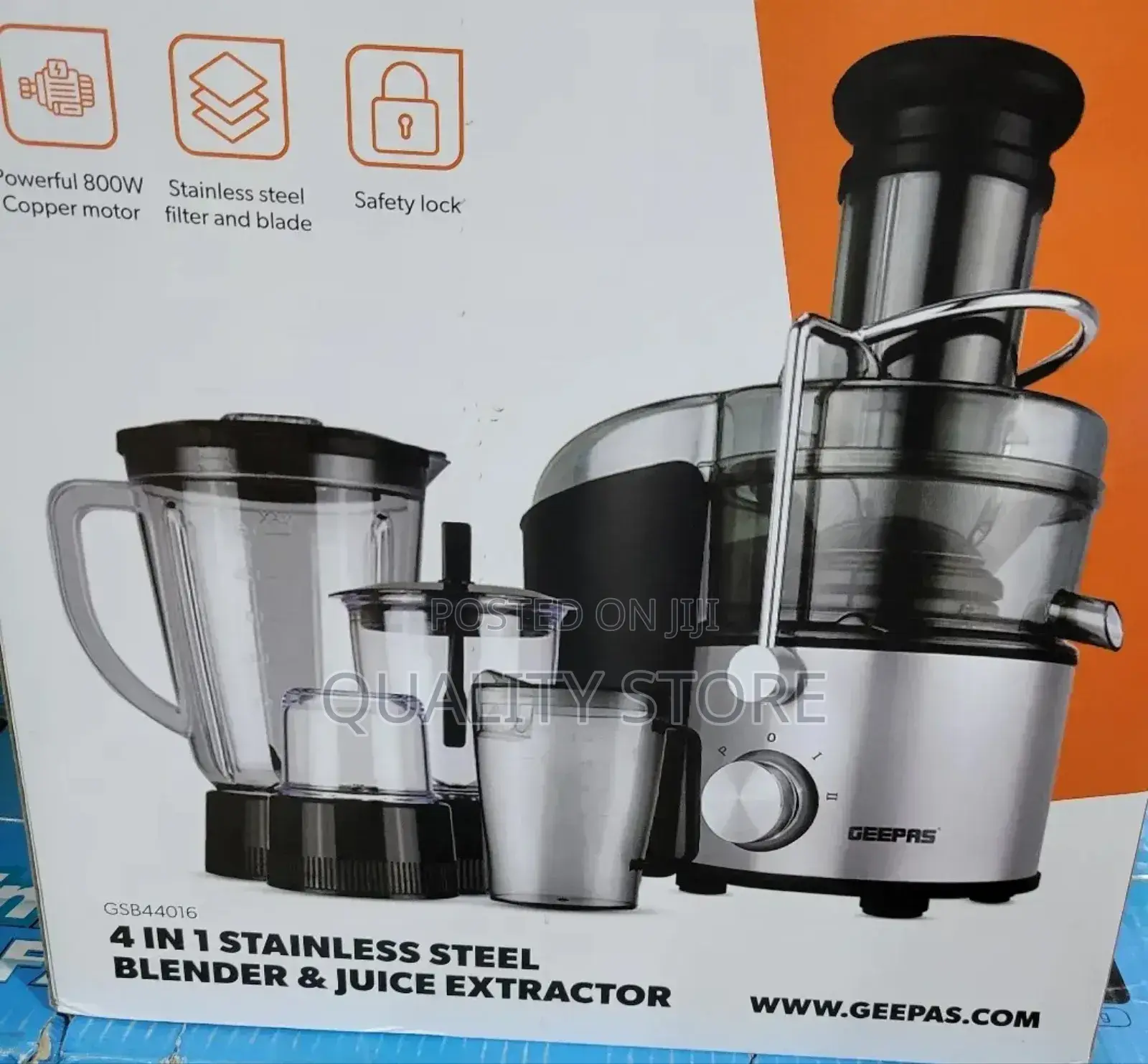 Geepas 4 In1 Stainless Steel Blender/Juice Extractor Gsb44016
