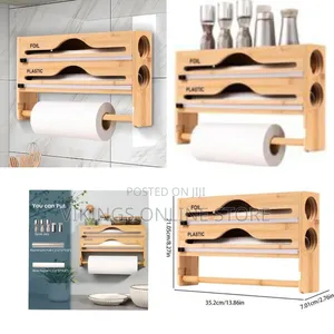 Bamboo Kitchen Wrap Dispenser and Paper Towel Holder - Multicolor