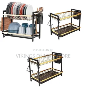 Sophisticated Two-Tier Dish Drying Rack and Countertop Organizer