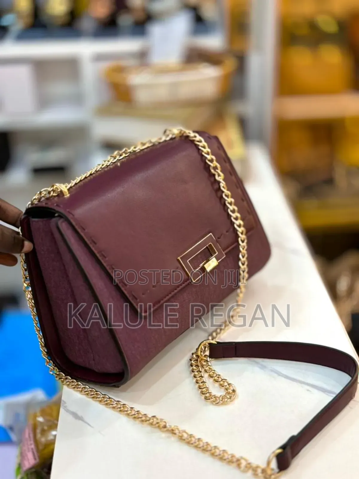 None Modern Two-Tone Shoulder Clutch