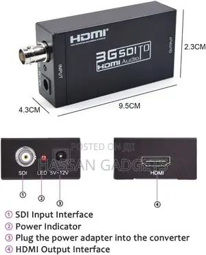 Hdmi Converter Adapter - Mini 3g Sdi to Hdmi for Sd/Hd/3g-Sdi Signals