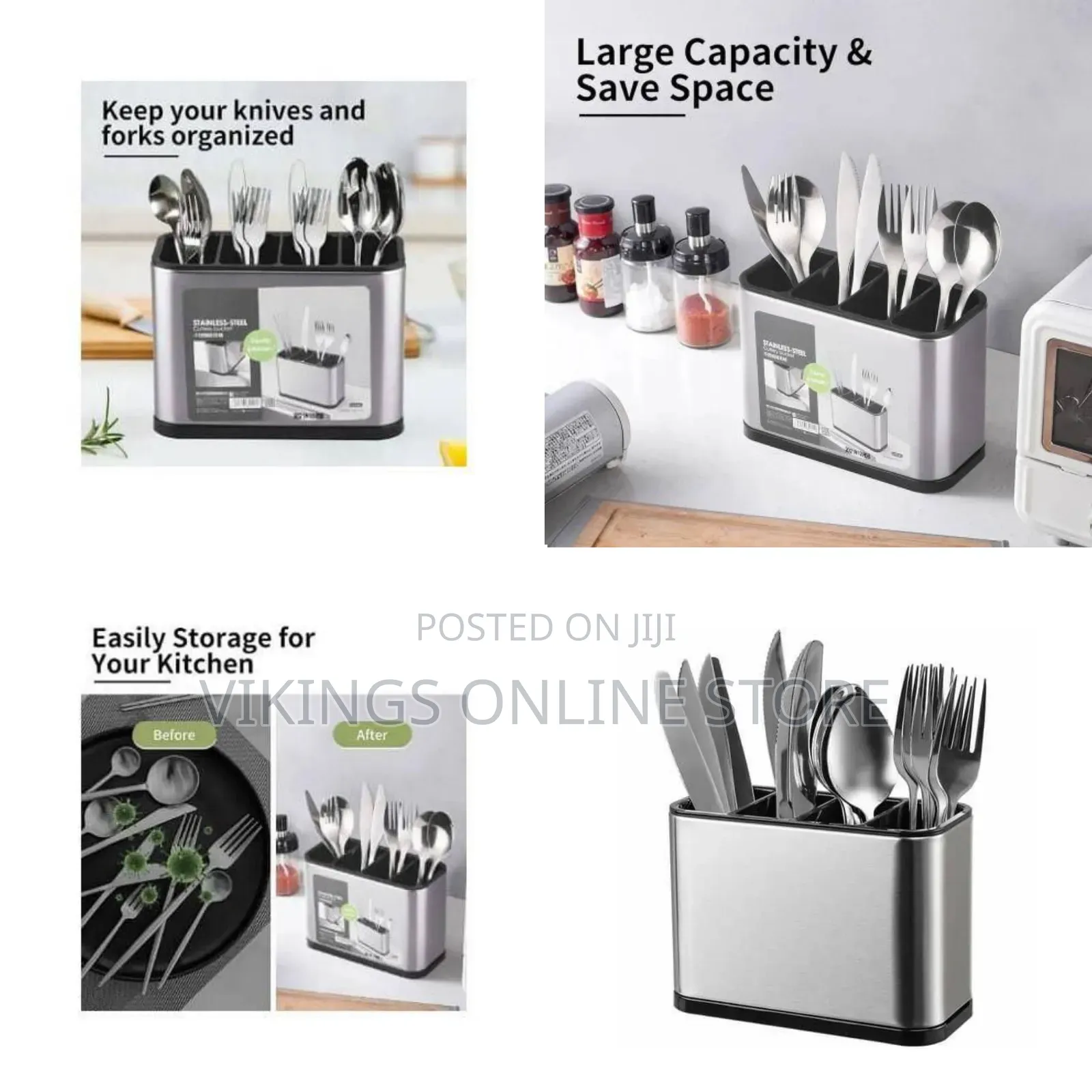 Stainless Steel Cutlery Organizer Storage Caddy - Multicolor