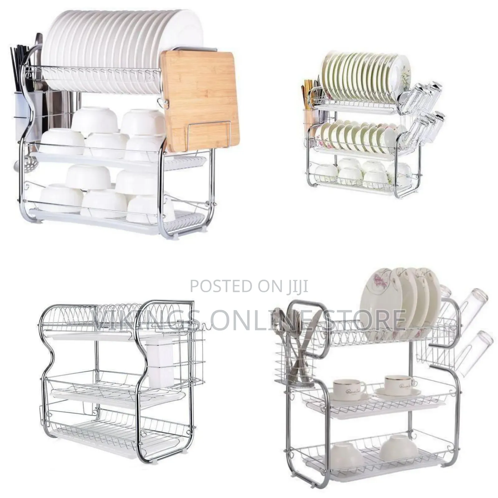 Three-Tier Multi-Function Dish Drying Rack - Multicolor