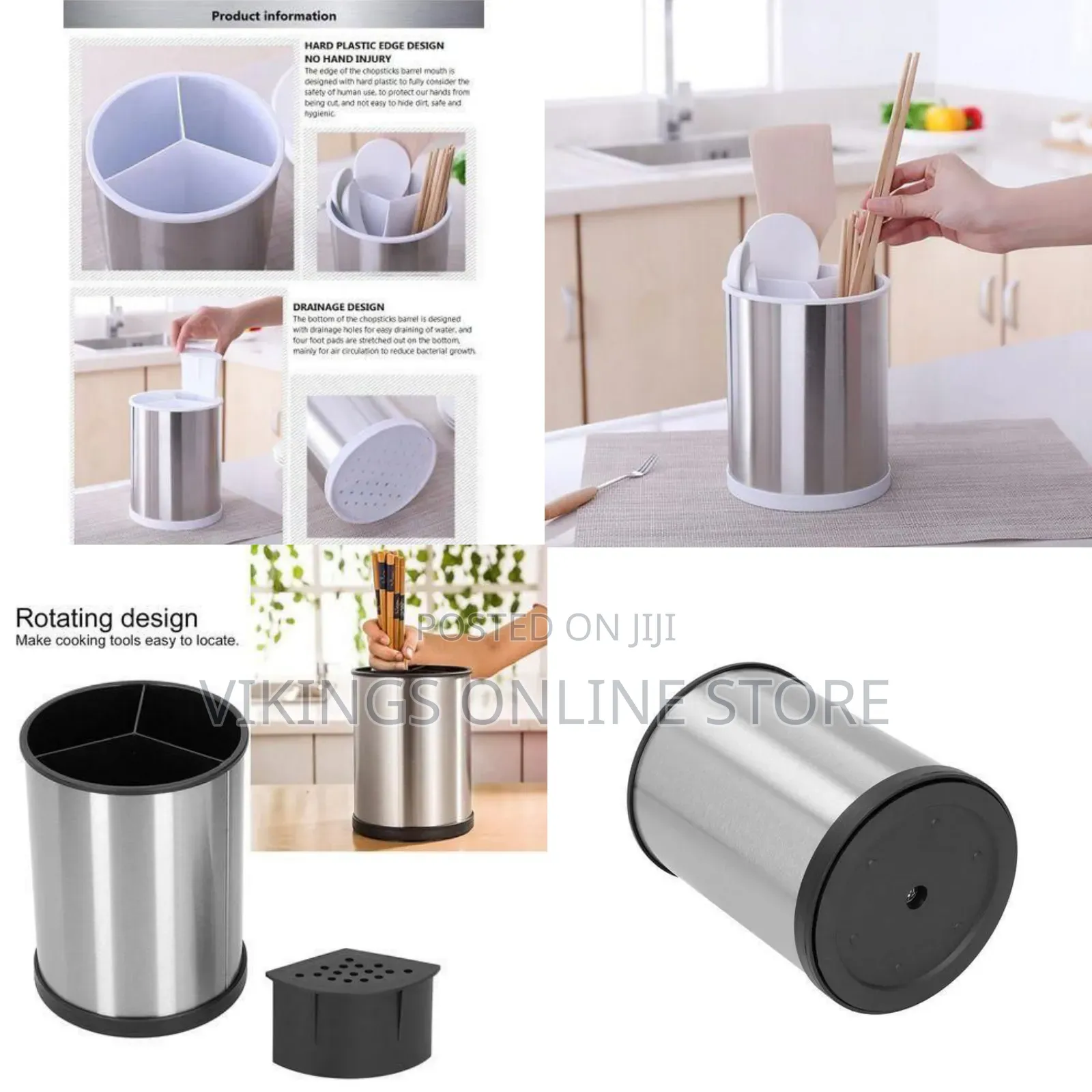 Modern Stainless Steel Kitchen Utensil and Chopstick Holder-Multicolor