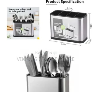 Stainless Steel Divided Utensil Holder / Flatware Caddy - Multicolor