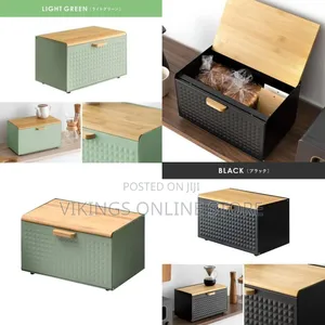 Stylish Bread Bin With Bamboo Lid -Multicolor