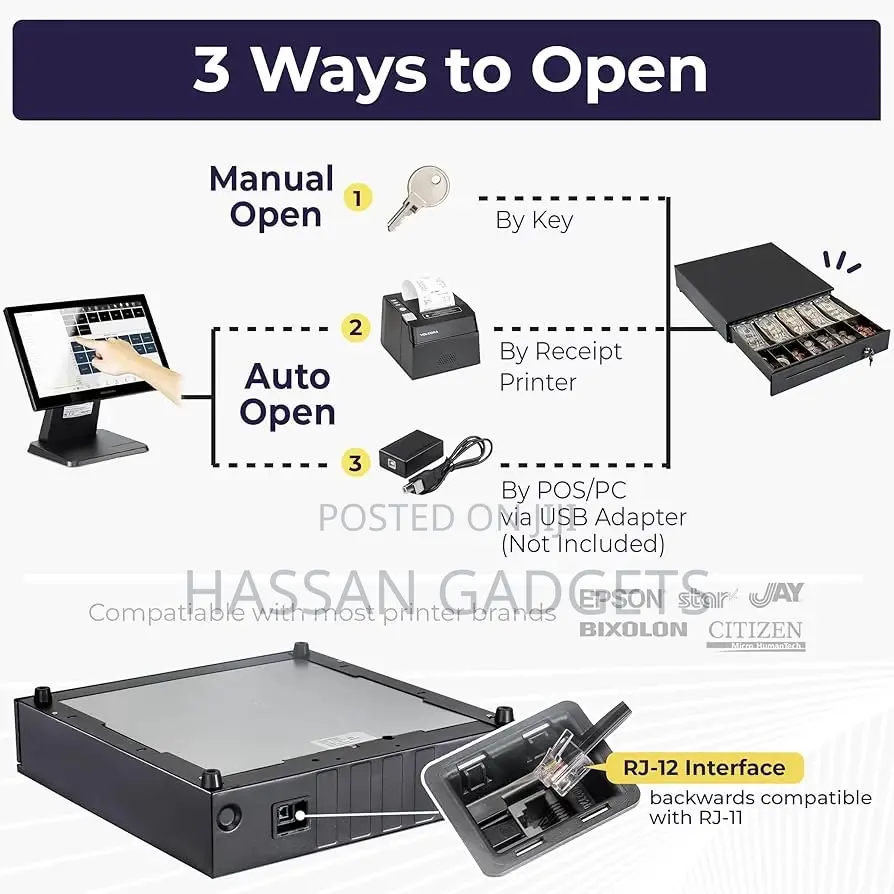 Volcora Cash Register Drawer For Point Of Sale (Pos) System,