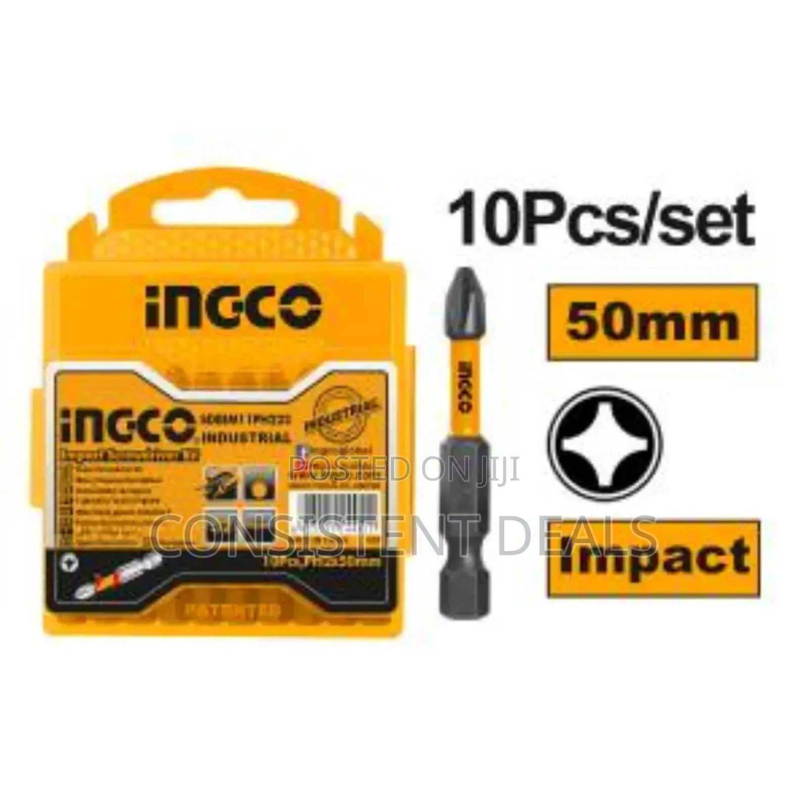 Ingco 10 Pcs Impact Screwdriver Bit Screw Ph2 + Ph2 65mm Set