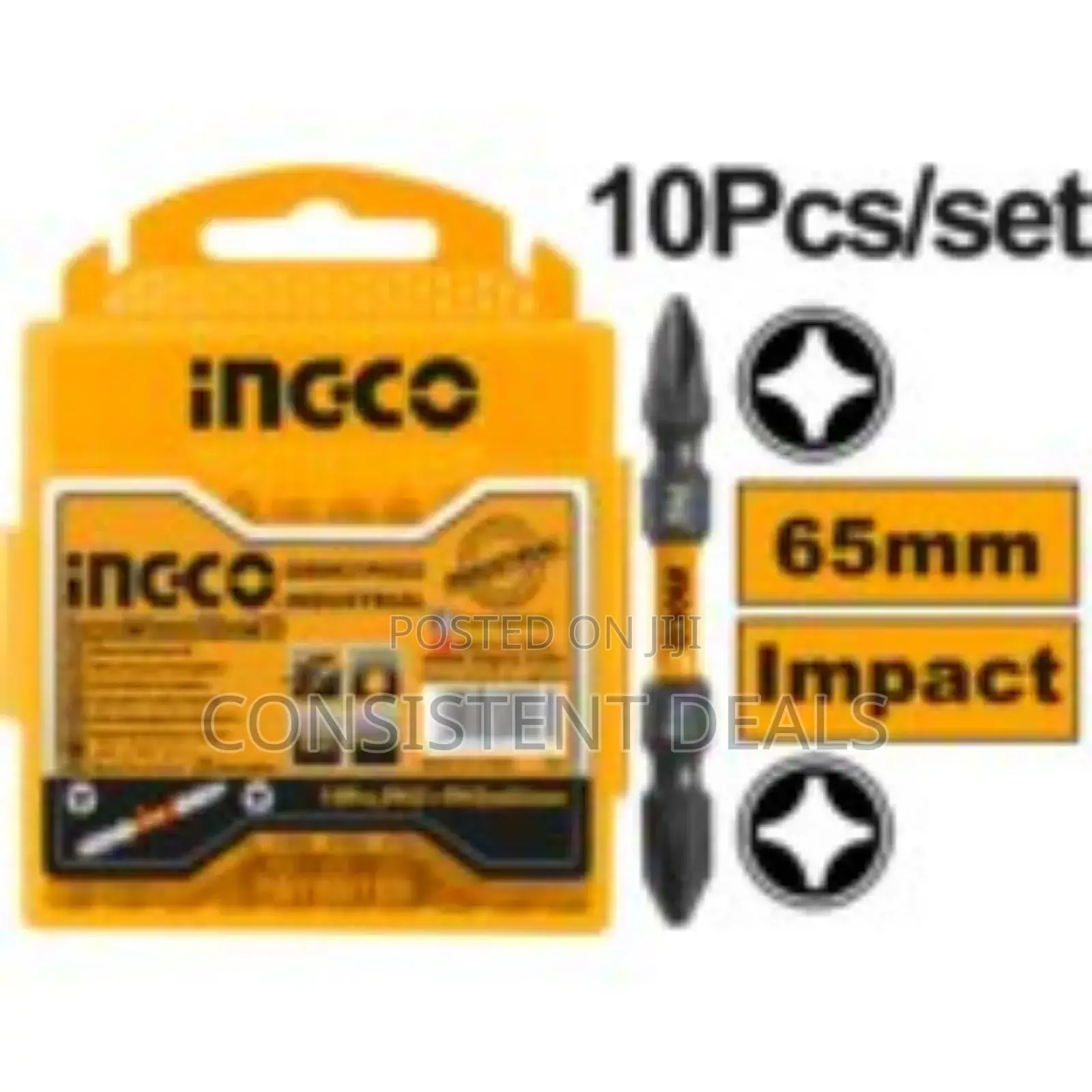 Ingco 10 Pcs Impact Screwdriver Bit Screw Ph2 + Ph2 65mm Set