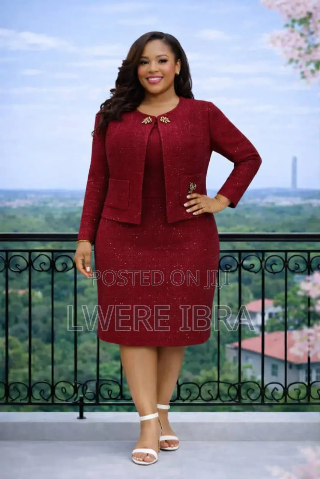 Maroon Office Dresses With a Coat