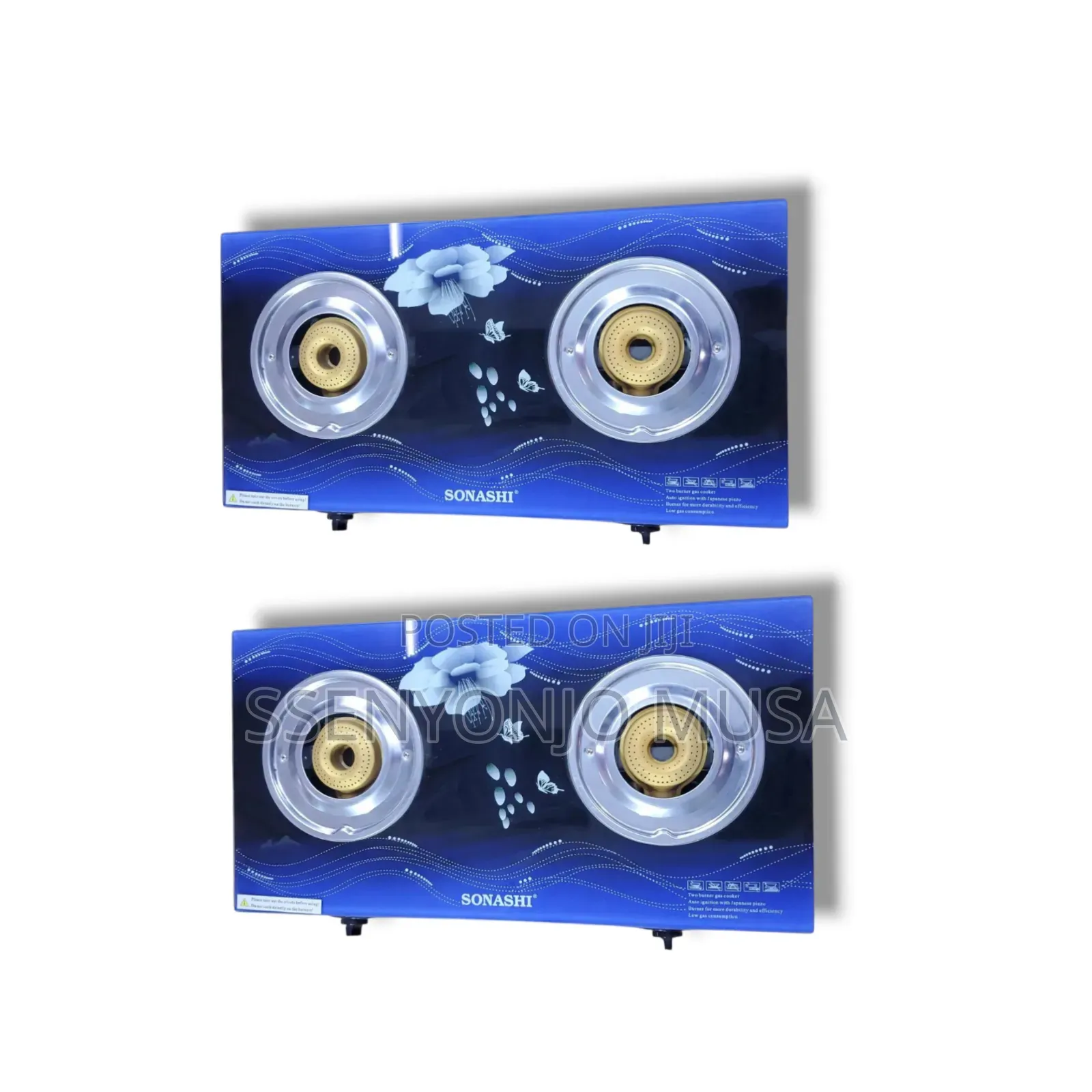 Sonashi Gas Burner /Stove -SGB-202gn Glass/Stainless Steel Double