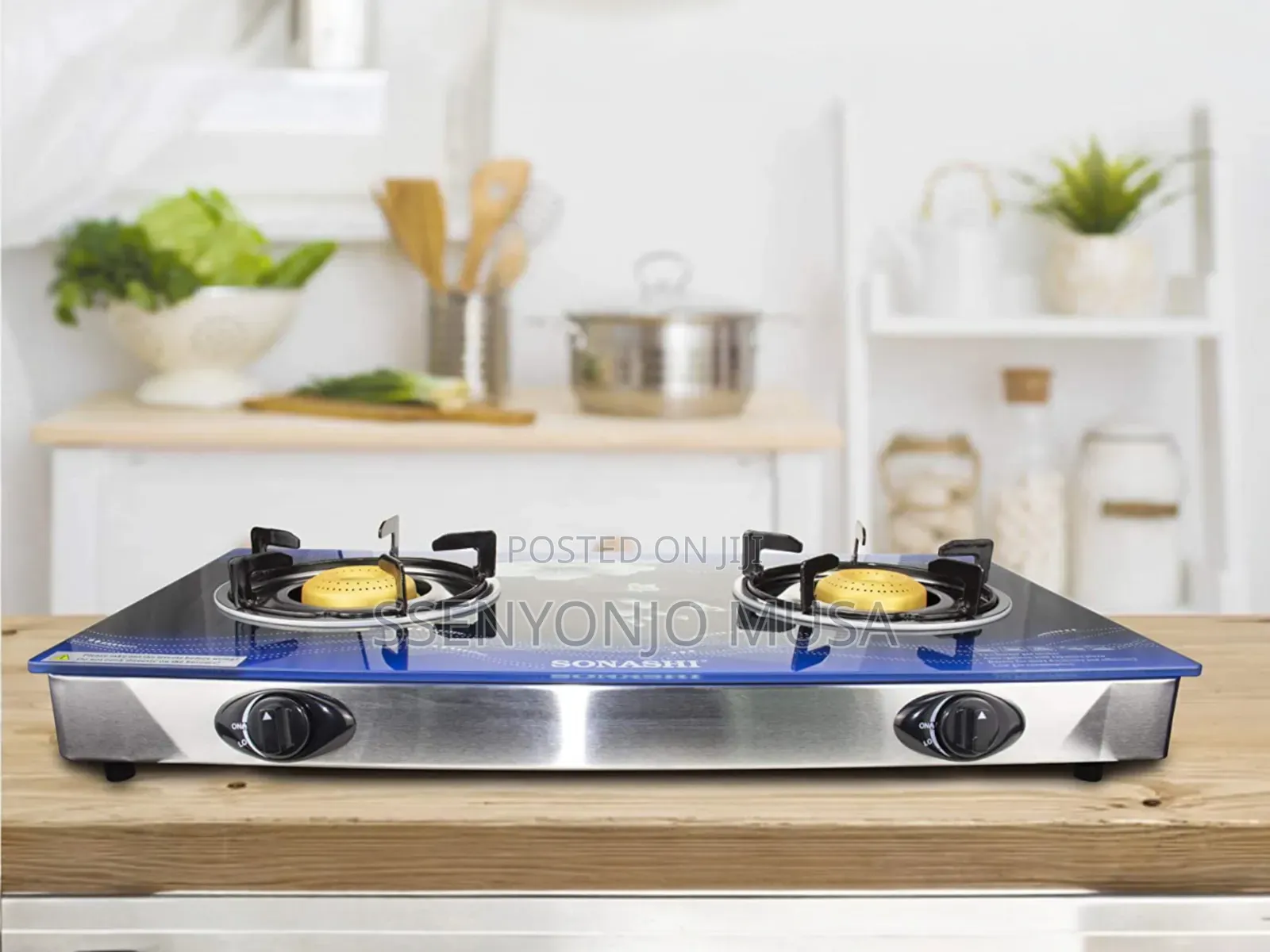 Sonashi Gas Burner /Stove -SGB-202gn Glass/Stainless Steel Double