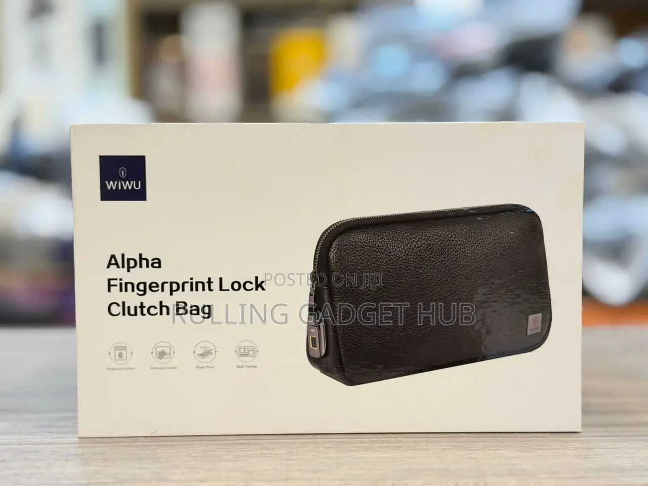Wiwu Alpha Fingerprint Lock Clutch Bag, Anti Theft Leather