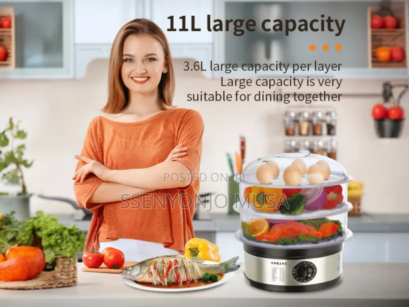 Sokany Sk-07018 11l 3-Layer Steam Cooking Pot, 650w