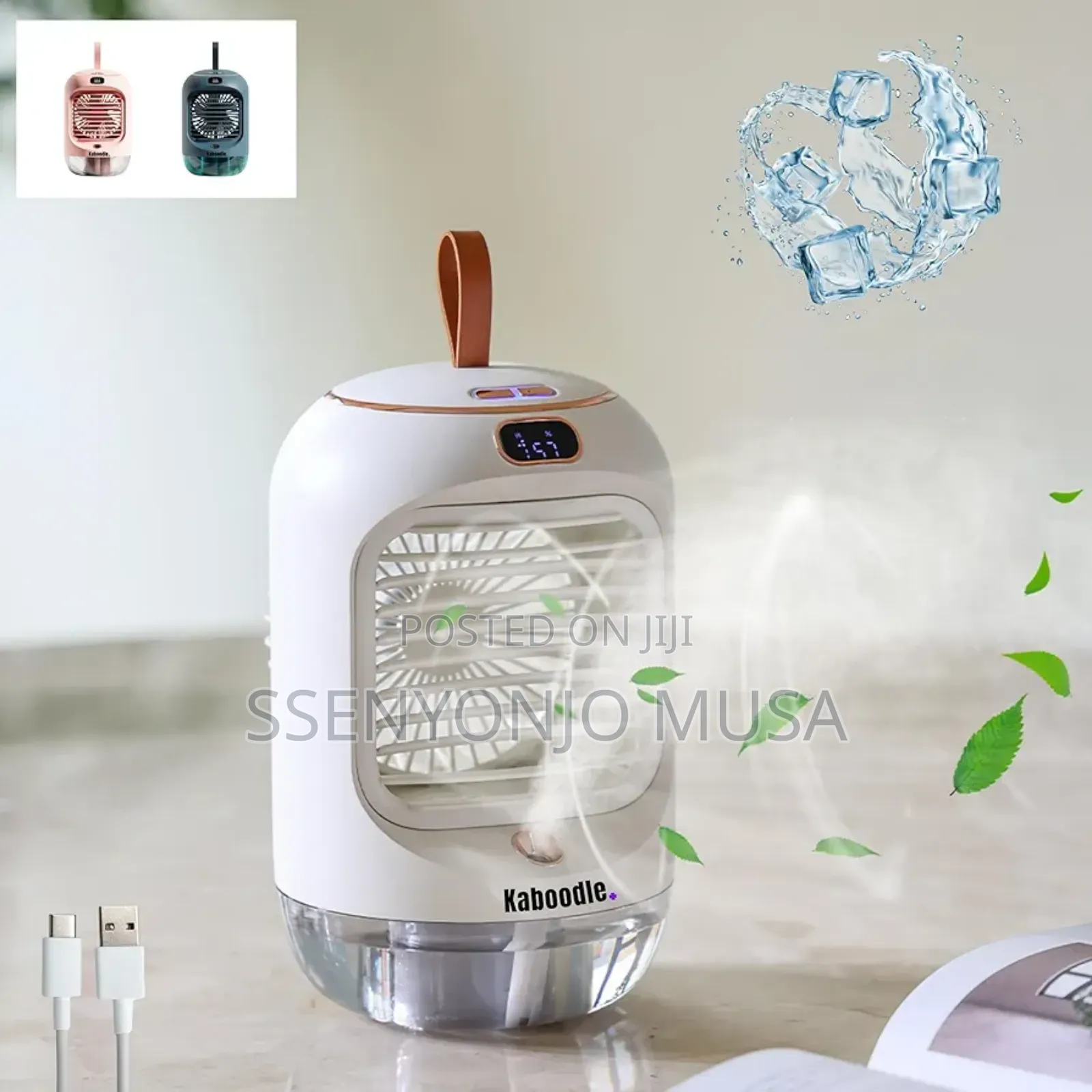 Rotating Humidifier Cooling Fan – Portable 3600mah, 2-in-1 Mist Fan
