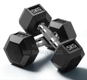 5kg Rubber-Coated Hex Dumbbells