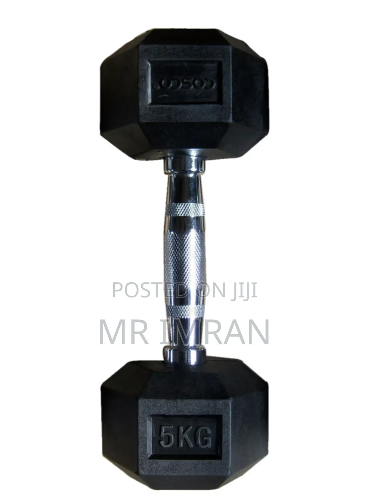 5kg Hexagonal Rubber Dumbbell.