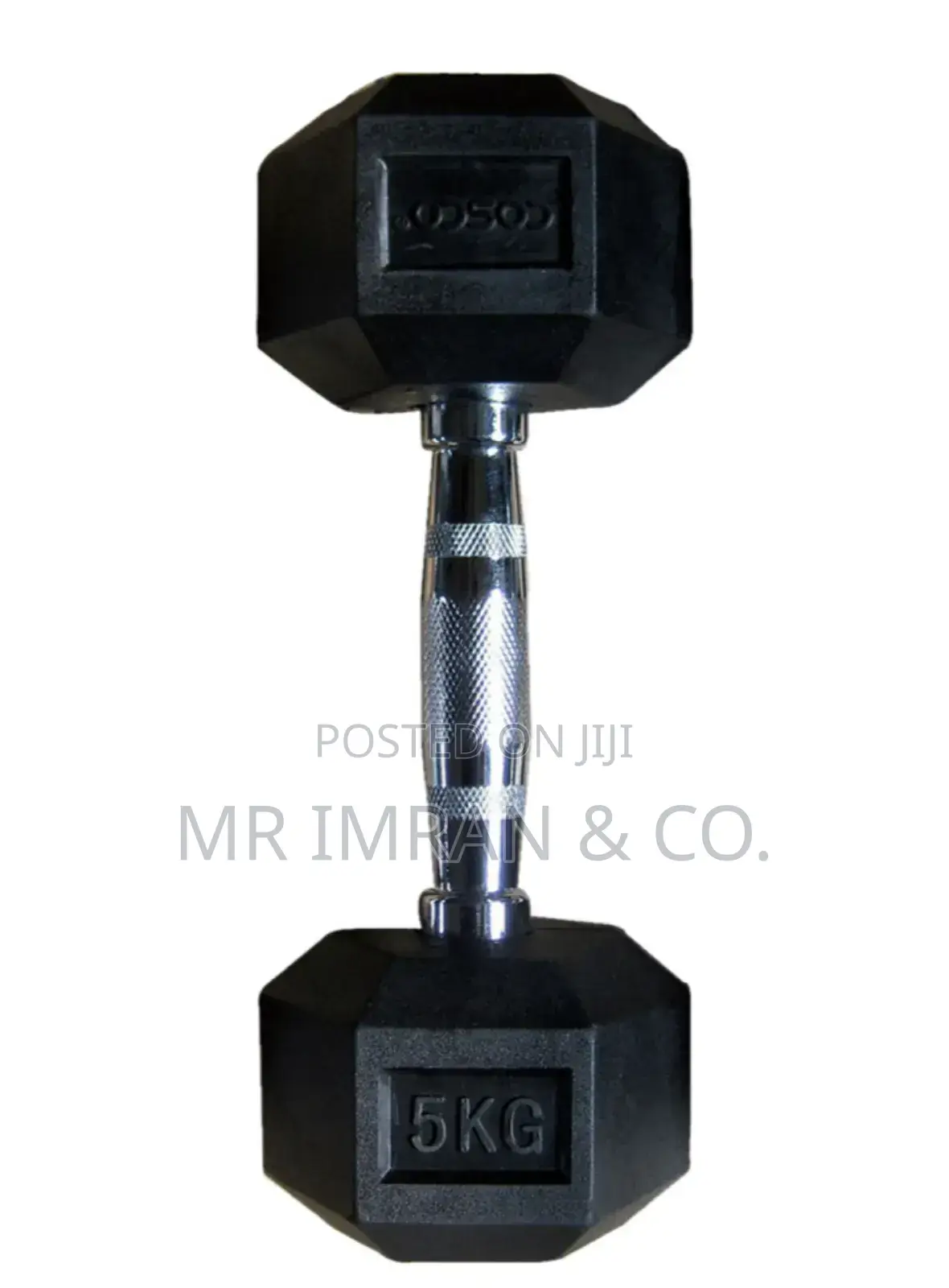 5kg Hexagonal Rubber Dumbbell.