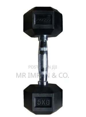 5kg Hexagonal Rubber Dumbbell.