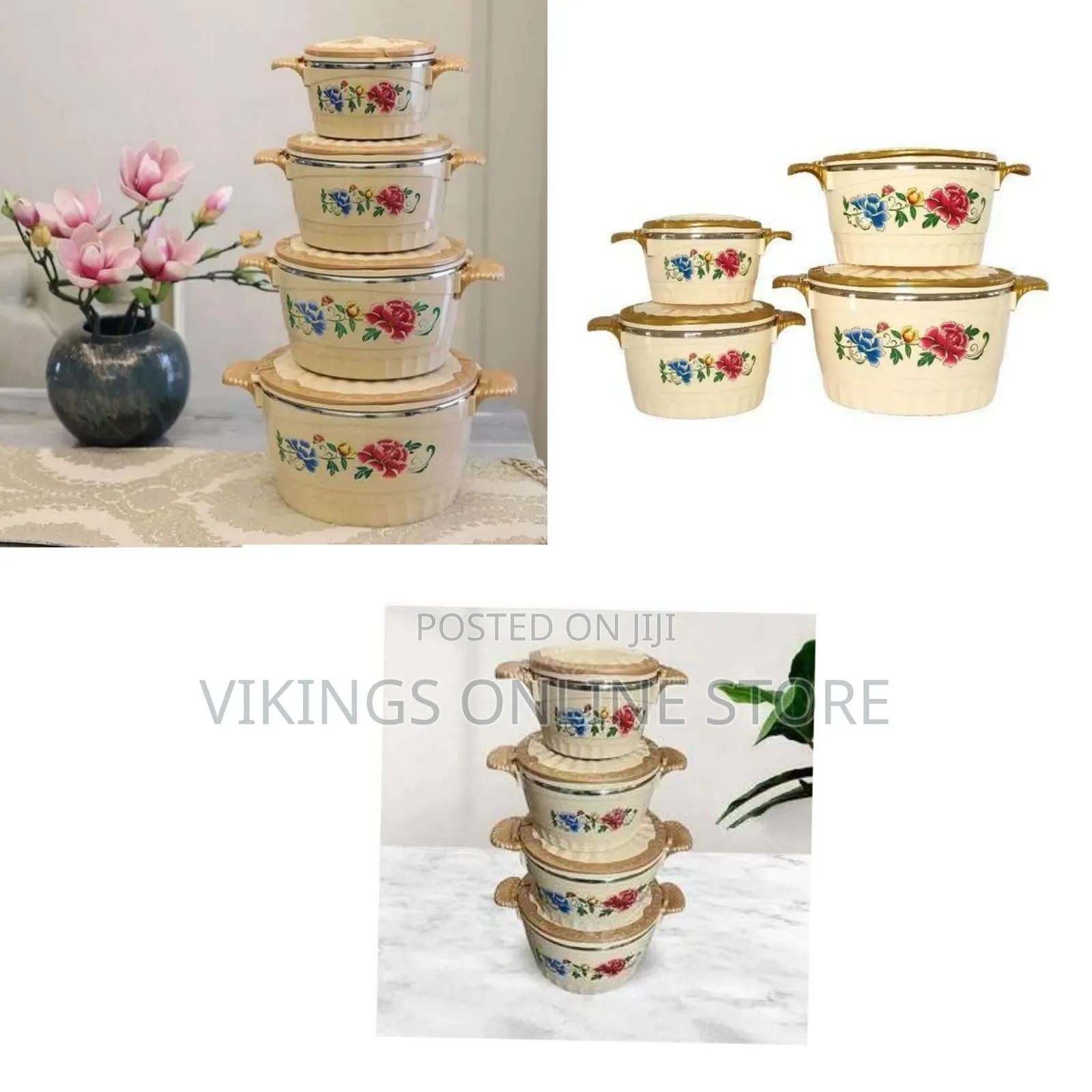 Premium Insulated Food Warmer Casserole Set With Floral Design