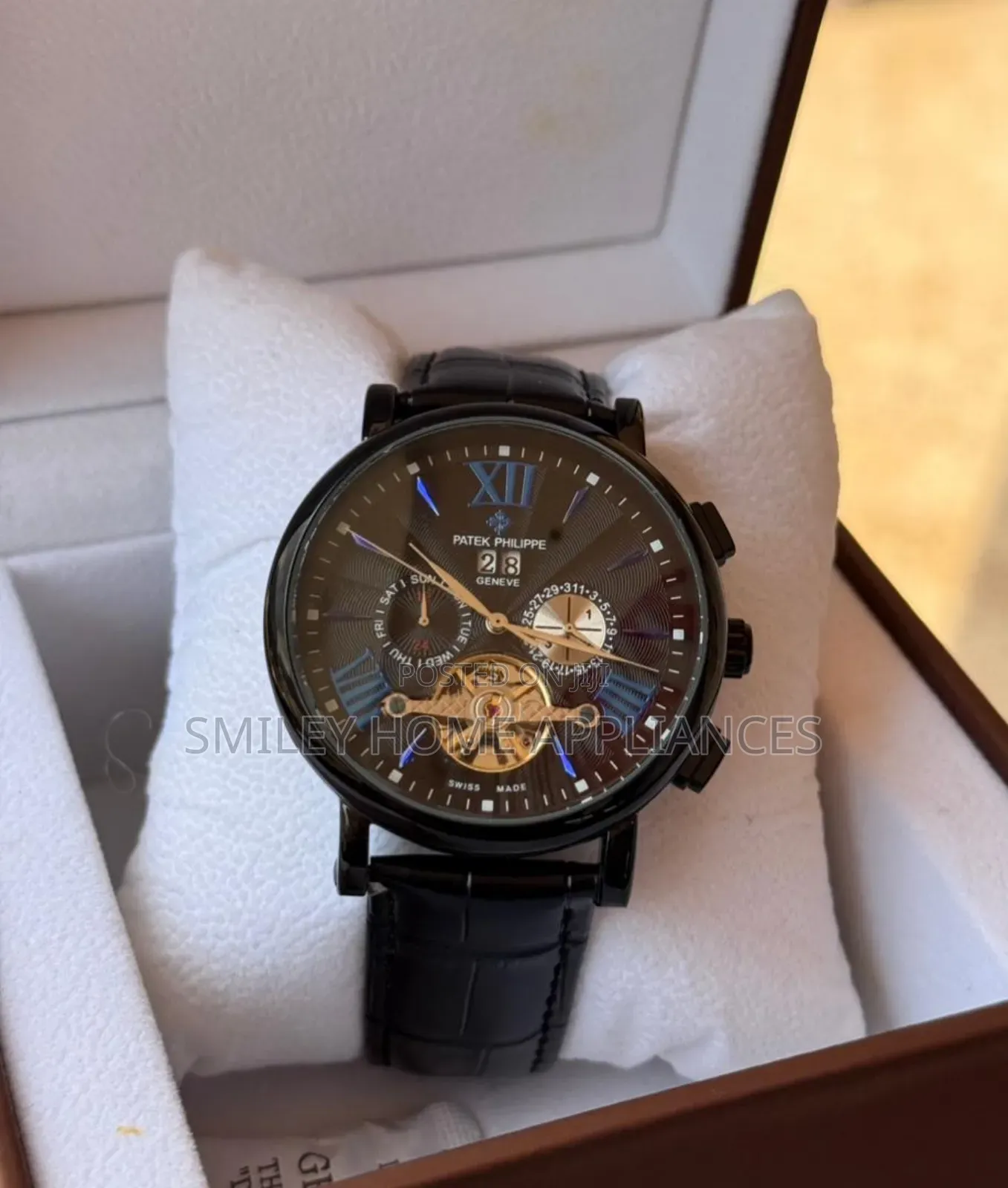 Mechanical Patek Philipe Geneva Men's Authentic Black Dial Wrist Watch