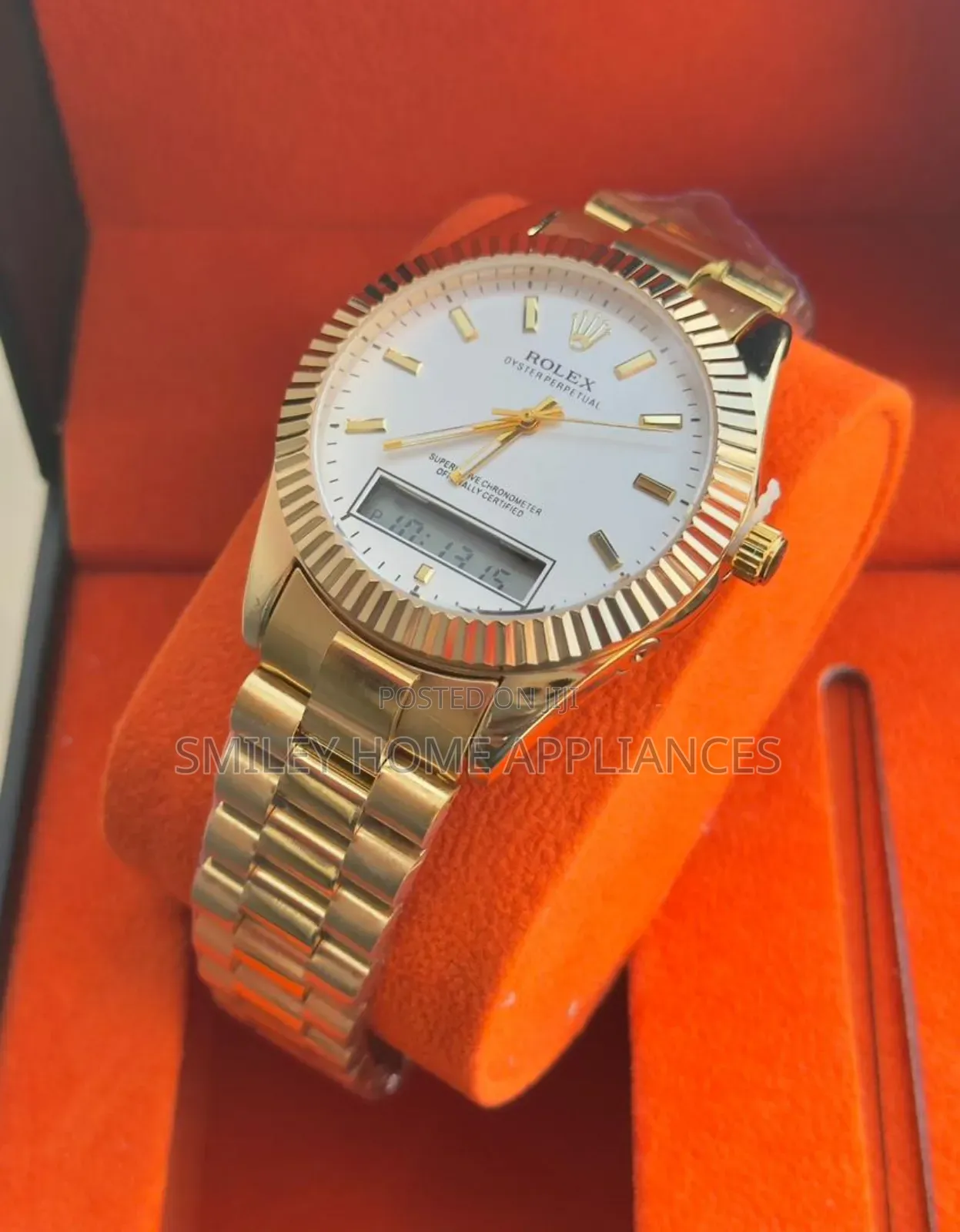 White Dial Golden Strapped Automatic Rolex Time Piece at Discount
