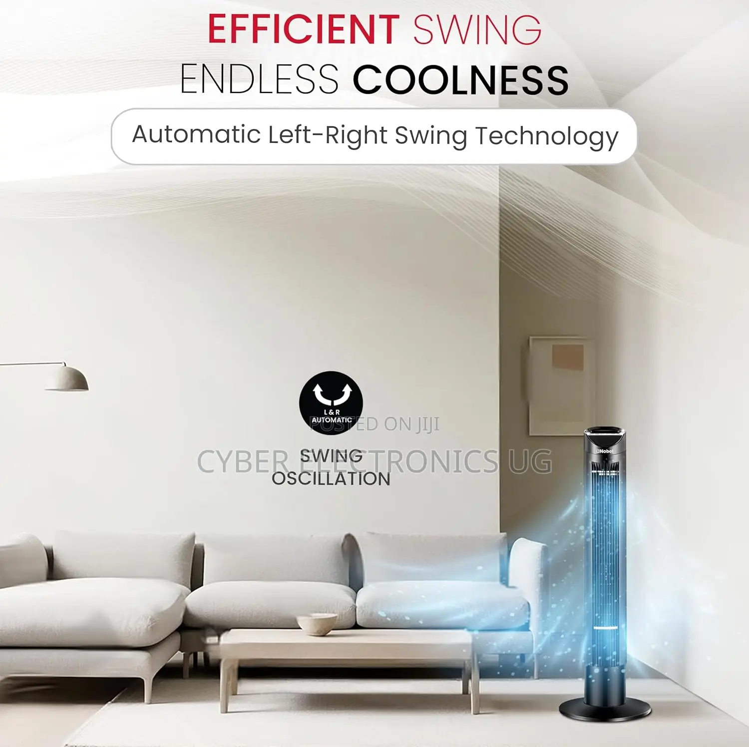 Tower Fan 3-Speed, Automatic Oscillation