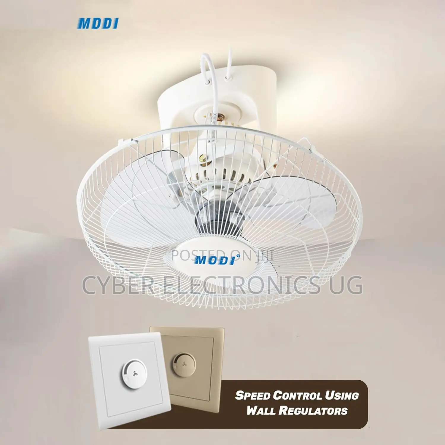 Ceiling Mounted Fan With Oscillation 16 Inch 3 Speed Control