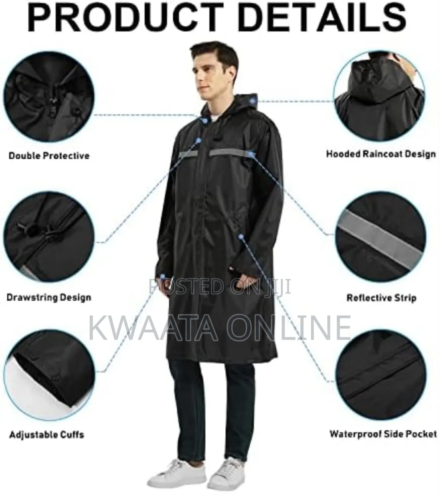 Hooded Raincoat Quick Drying For Women Men Fishing Cycling Black 2xl