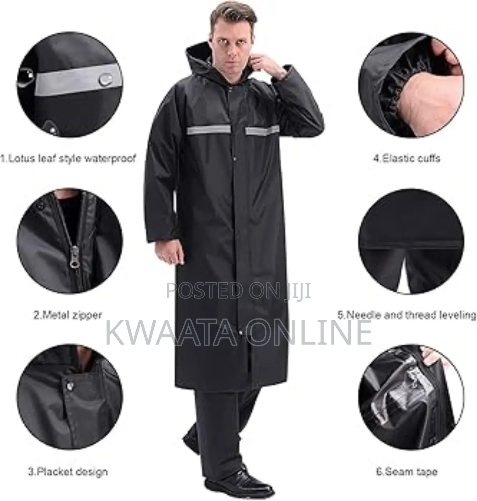 Hooded Raincoat Quick Drying For Women Men Fishing Cycling Black 2xl