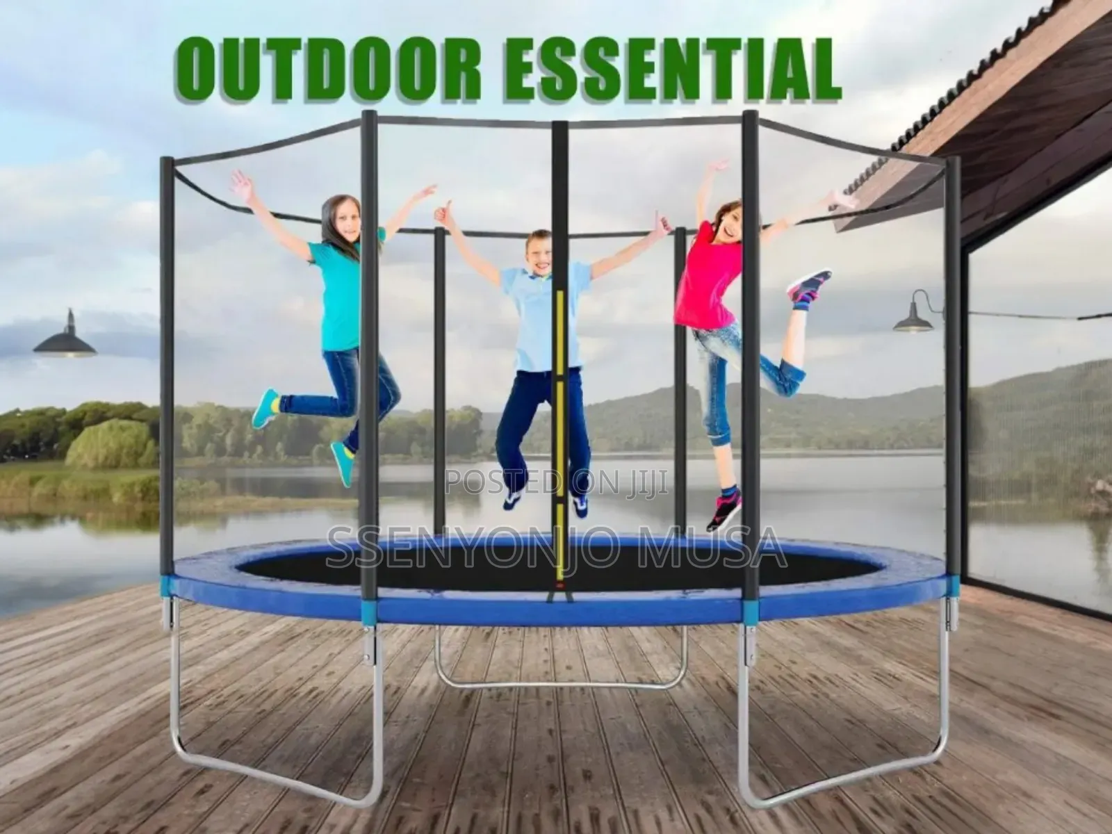 12ft Trampoline Safety Net | Protective Anti-fall Guard With Jump Pad