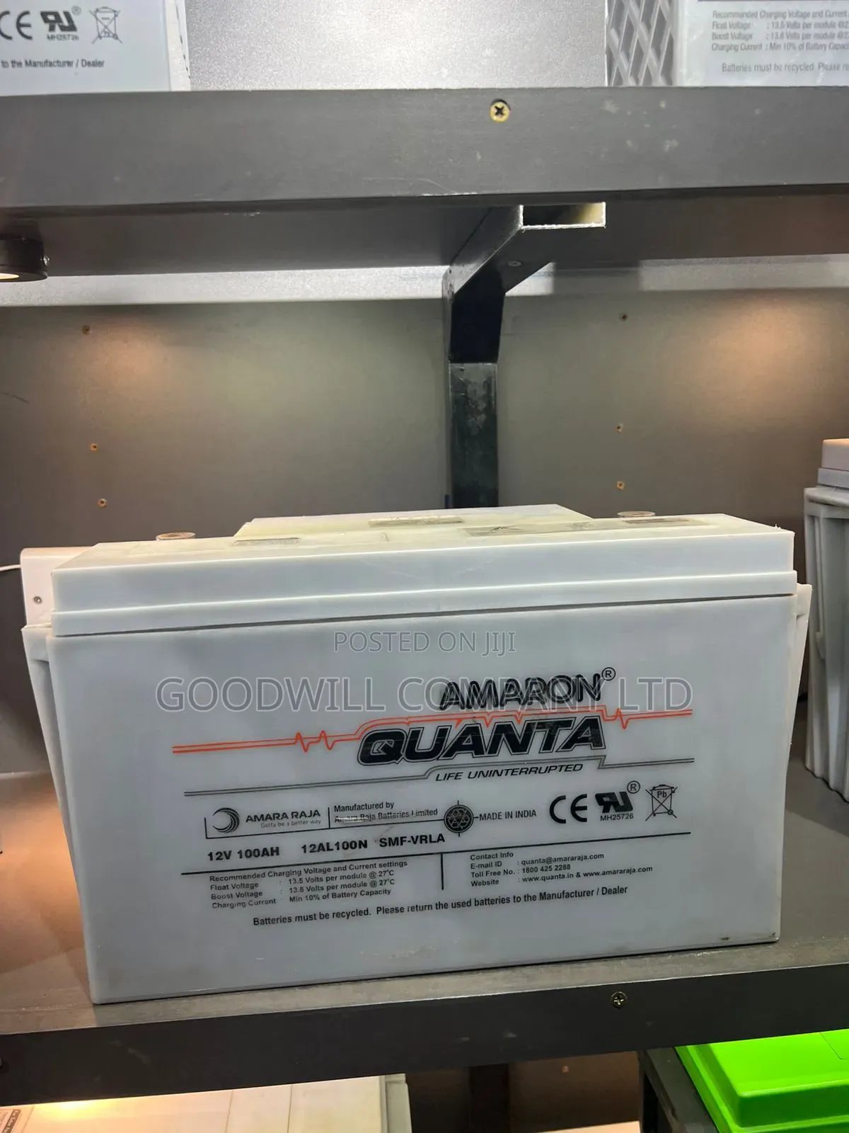 100ah Amaron Quanta Grey Battery (Green Energy)