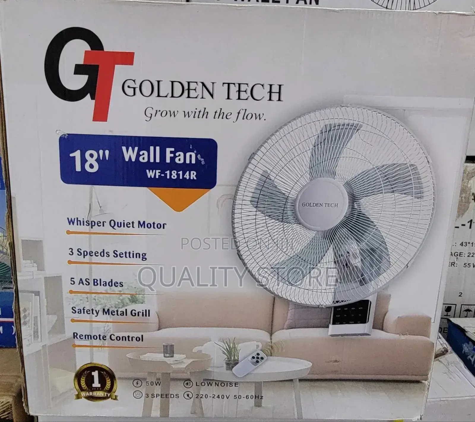 Golden Tech Wall Fan With Remote Control Wf-1814r