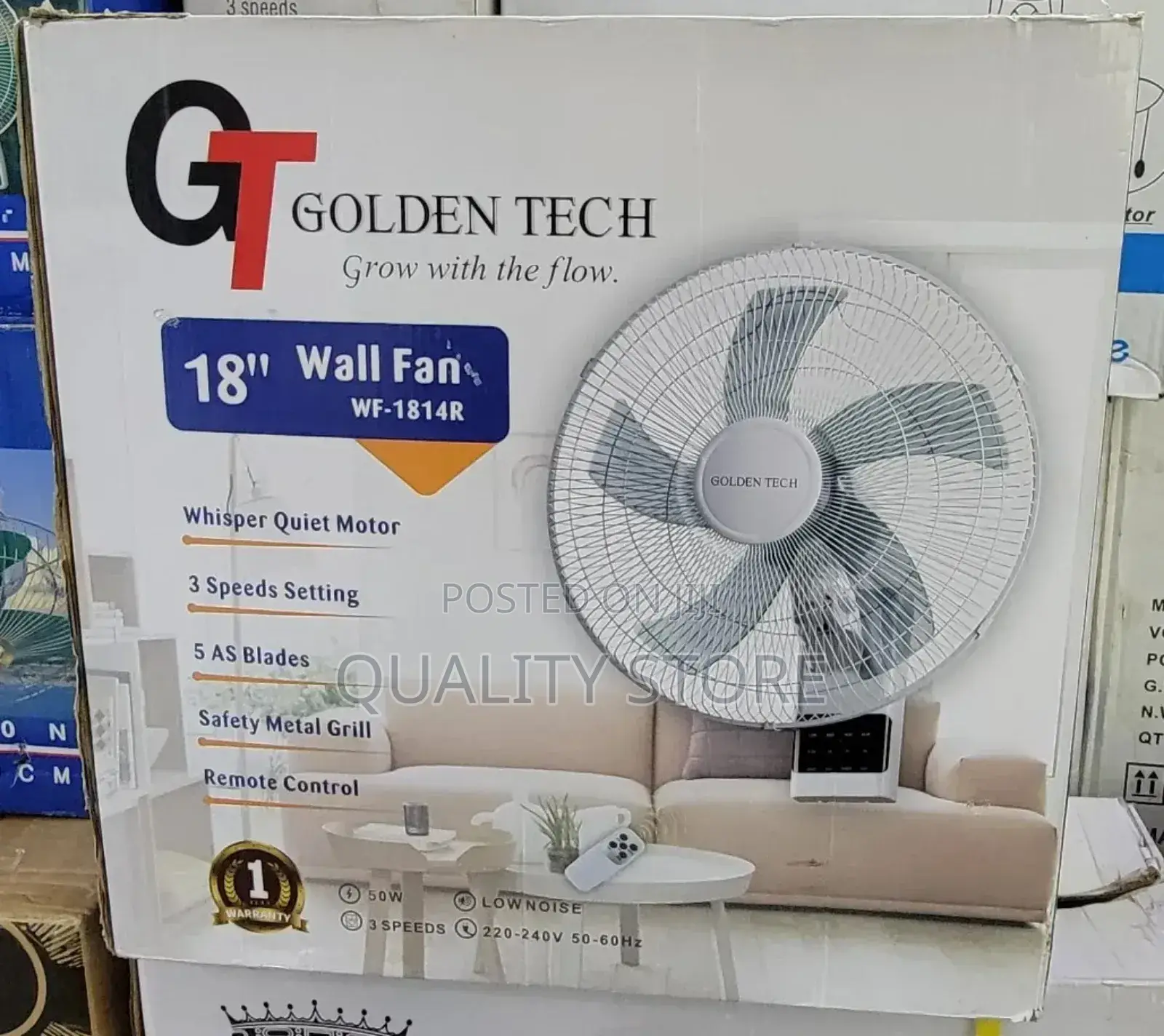 Golden Tech Wall Fan With Remote Control Wf-1814r