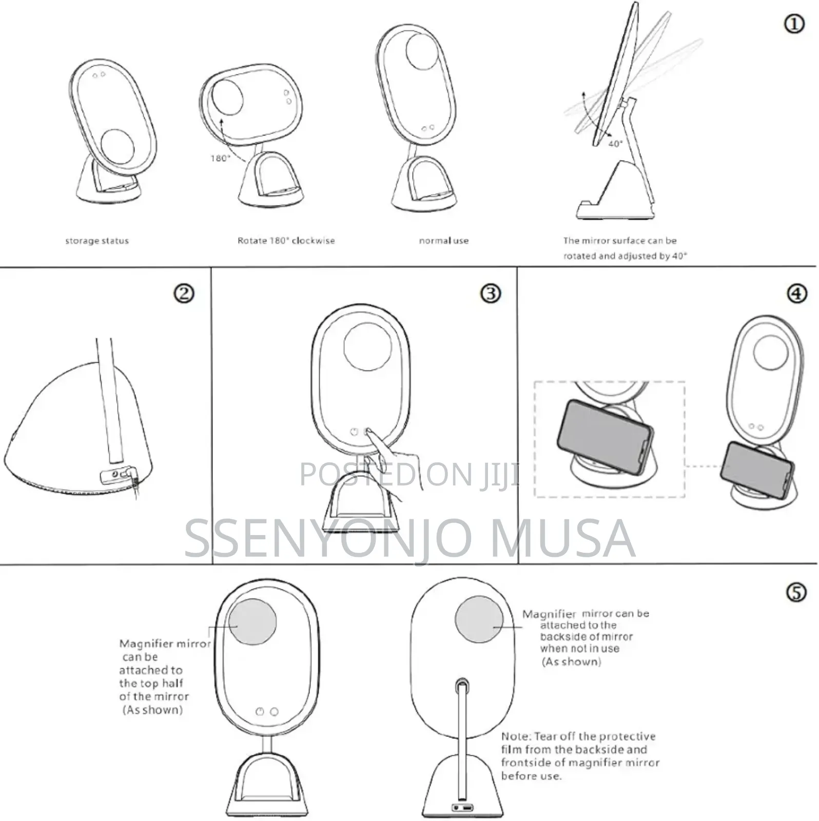 Led Makeup Mirror With Wireless Phone Charging – Dimmable Touch Light