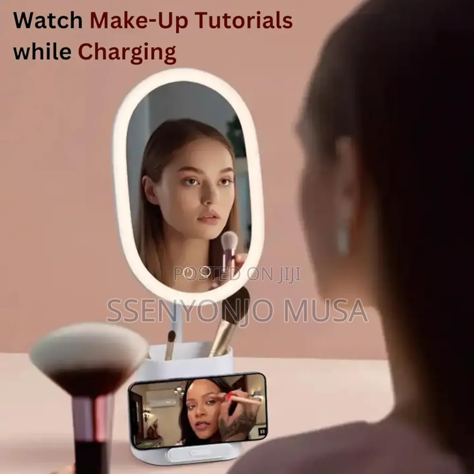 Led Makeup Mirror With Wireless Phone Charging – Dimmable Touch Light