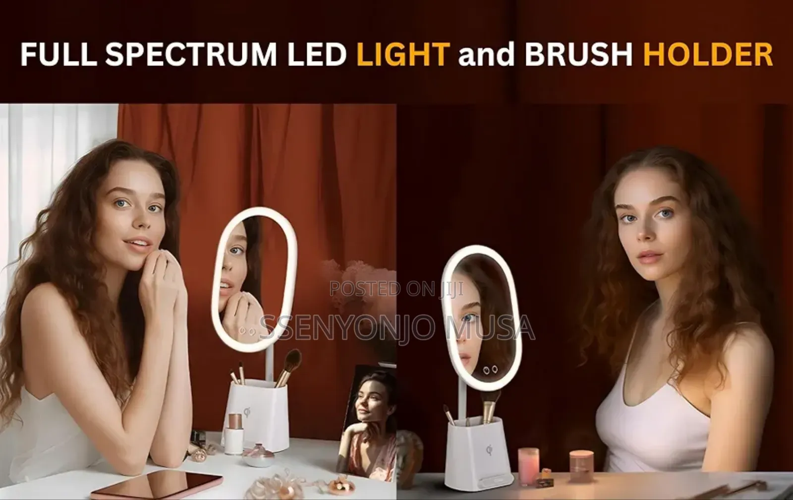Led Makeup Mirror With Wireless Phone Charging – Dimmable Touch Light